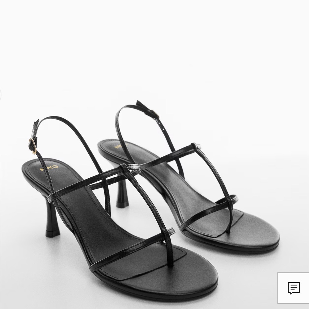 NWT Mango Heeled leather sandals with straps - Picture 1 of 11